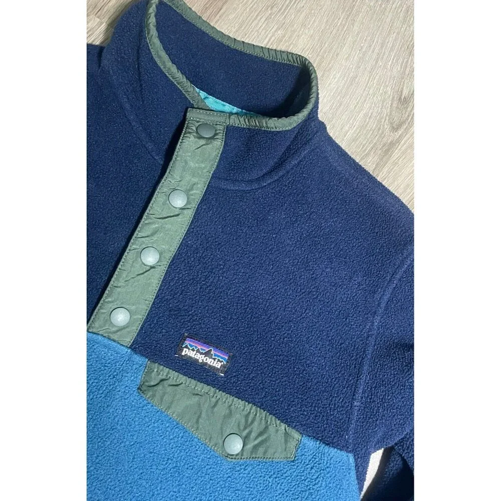Patagonia Synchilla Snap T Pullover Fleece Sweater Youth Boys Medium Blue - Picture 2 of 7
